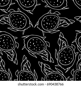 Dragon fruit vector illustration. Doodle style. Design icon, print, logo, poster, symbol, decor, textile, paper, card. 