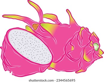 imagen vectorial del fruto del dragón corte púrpura en mitad