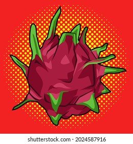 Vector de frutas dragón al estilo del arte pop