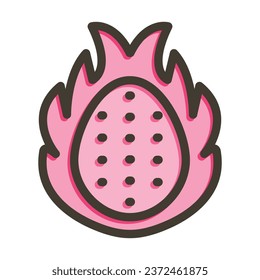 Dragon Fruit Vector Thick Line Filled Colors Icon For Personal And Commercial Use.
