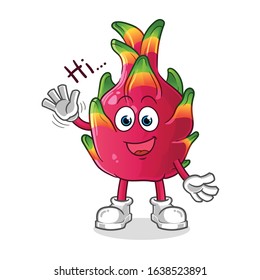 Dragon fruit waving and smiling cartoon. cartoon mascot vector