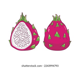Dragon Fruit White Vector Illustration Symbol