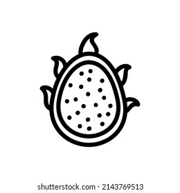 Icono delineado de Dragon fruitFlat. Logo de vectores aislados en fondo blanco. Símbolo vegetariano de comida, glifo mediático para web