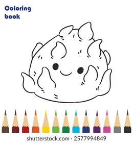 dragon fuit coloring book design illustration 