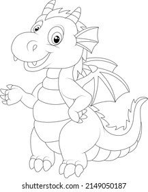 Dragon Funny Coloring Page Line Art Stock Vector (Royalty Free ...