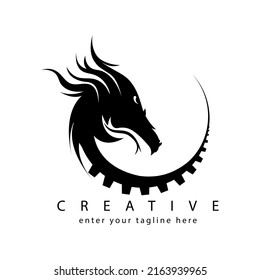 Dragon gear wheel Logo Template. illustration design