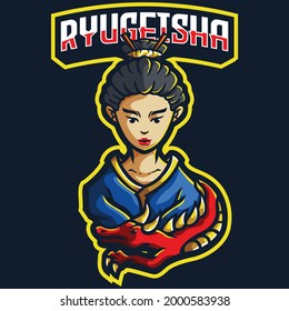 DRAGON GEISHA SIMPLE CUTE ILLUSTRATION