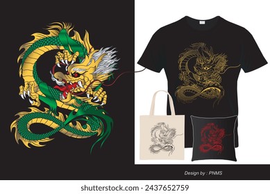 Dragon Gold vector T-shirt  Design