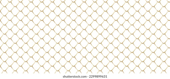 Dragon golden scale seamless pattern. Snake squama. Fish, mermaid, reptile scale background. Simple abstract dinosaur or dragon skin seamless pattern. Vector liner illustration on white background.