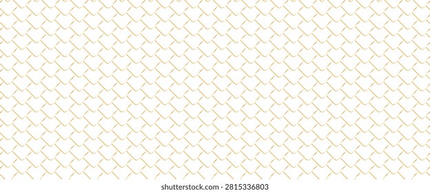 Dragon golden scale seamless pattern. Snake squama. Fish, mermaid, reptile scale background. Simple abstract dinosaur or dragon skin seamless pattern. Vector liner illustration on white background.