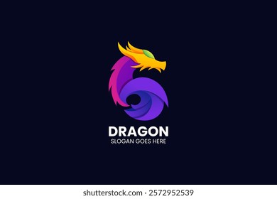 Dragon Gradient Colorful Logo. Vector Illustration