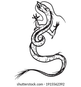 dragon graphic design vector illustration, icon, art tattoo sketch, logo, hand draw, use in print