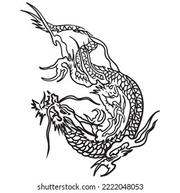 dragon graphic design vector illustration, art tattoo sketch, hand draw, print use