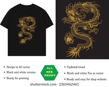 Diseño gráfico Dragon, ilustración vectorial para impresión de camisetas