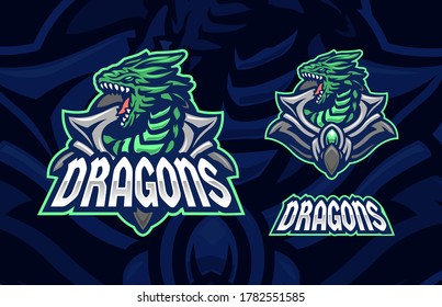 dragon green premium sport logo symbol concept