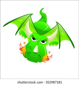 Dragon Green Scary Fire Breathing Flying With Wings