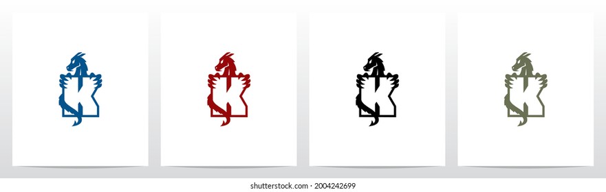 Dragon Gripping On Letter Logo Design K