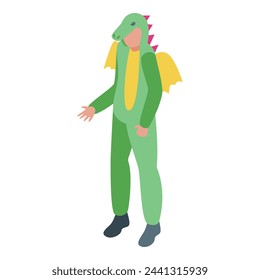 Dragon halloween animal costume icon isometric vector. Party carnival. Cute child