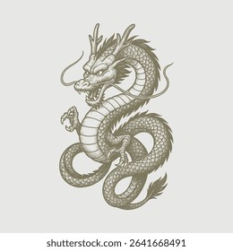 dragon hand drawing on white background