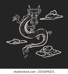 Dragon hand drawn outline vector illustration 