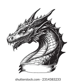 Dragon hand drawn sketch in doodle style illustration