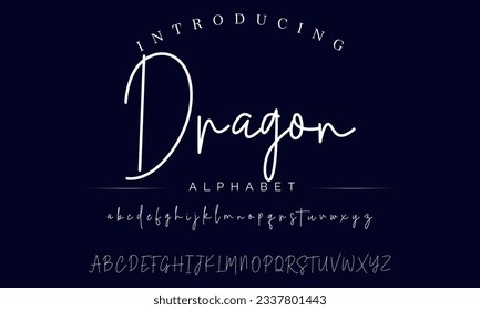 Dragon Hand drawn vector alphabet. Modern monoline signature script font. Elegant Signature Font. Best Alphabet Beautiful Calligraphy Signature Font lettering handwritten
