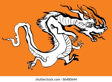 Dragon hand made ink style vector drawing, Japanese or Chinese New Year 2012 symbol