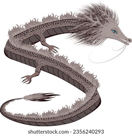 Dragon, happy new year, 2024, 2024 year of the dragon, brown dragon, vector, illustration, chinese new year,  tail,  paw,  hair,  head, tail, animal, white background