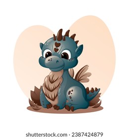 Dragon hatched from an egg - vector children's illustration. Fairy tale theme, Chinese symbol of 2024