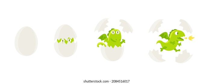 The Dragon hatches from the egg. Vector illustration.