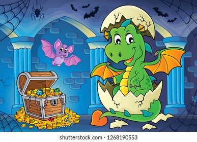 Dragon hatching from egg image 2 - eps10 vector illustration.