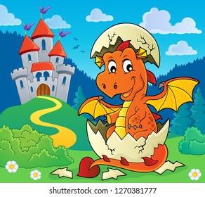Dragon hatching from egg image 5 - eps10 vector illustration.