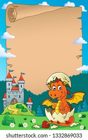 Dragon hatching from egg parchment 3 - eps10 vector illustration.