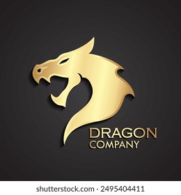 logo de dragon head 3d golden