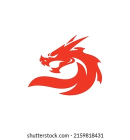 Dragon head and abstract fire or flame logo design. Fire dragon vector icon