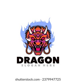 Logo de diseño enojado de cabeza de dragón