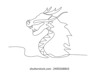 Dragon head animal mythology. Chinese Dragon one-line drawing