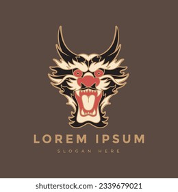 dragon head animal mythology mascot legend logo design vector abstract graphic illustration