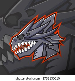 Dragon Head Armor Logo Mascot Cartoon. Esport, Team, Game, Asset, Sticker, Print.