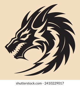 dragon head black silhouette vector