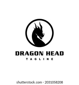Dragon head black and white logo design