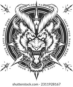 Dragon head black and white logo