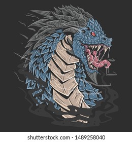 DRAGON HEAD BLUE COLOUR ANGRY FACE ARTWRORK DETAIL VECTOR. VERY EXPENSIVE PRICE WITH HIGH ART QUALITY