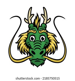 Dragon Head Cartoon Happy Mascot Logo