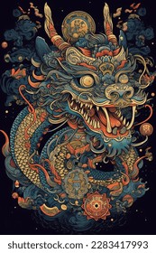 Dragon head in chinese guochao style