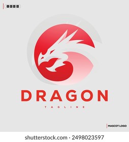 Dragon head circle logo design