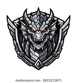 Dragon head clipart with sharp teeth and glowing red eyes for gaming and esports branding use