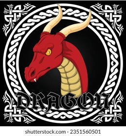 Dragon head Comic Cartoon Logo Celtic