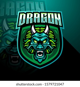 Dragon head esports mascot logo design