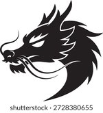 Dragon Head face icon Mythical dragon head silhouette isolated on white background, Vector, illustration